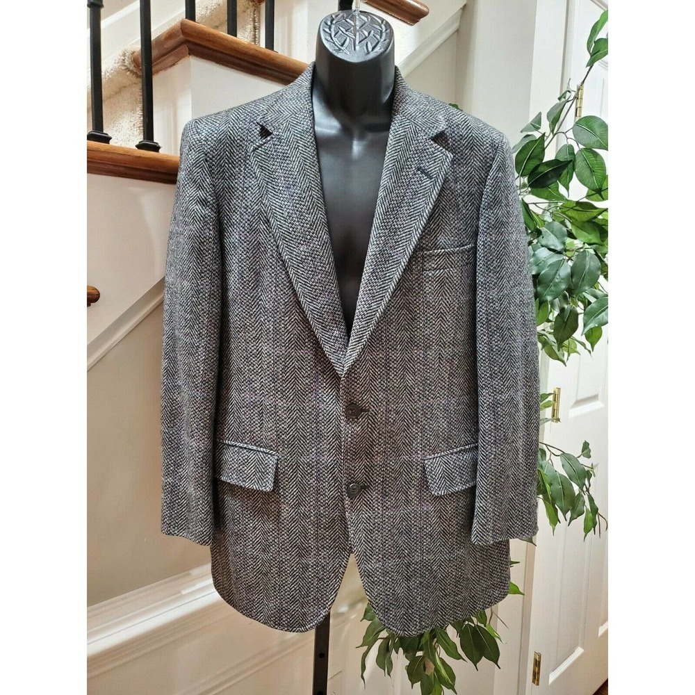 Barrister Men's Gray 100% Wool Single Breasted Long Sleeve Long Fitted Blazer